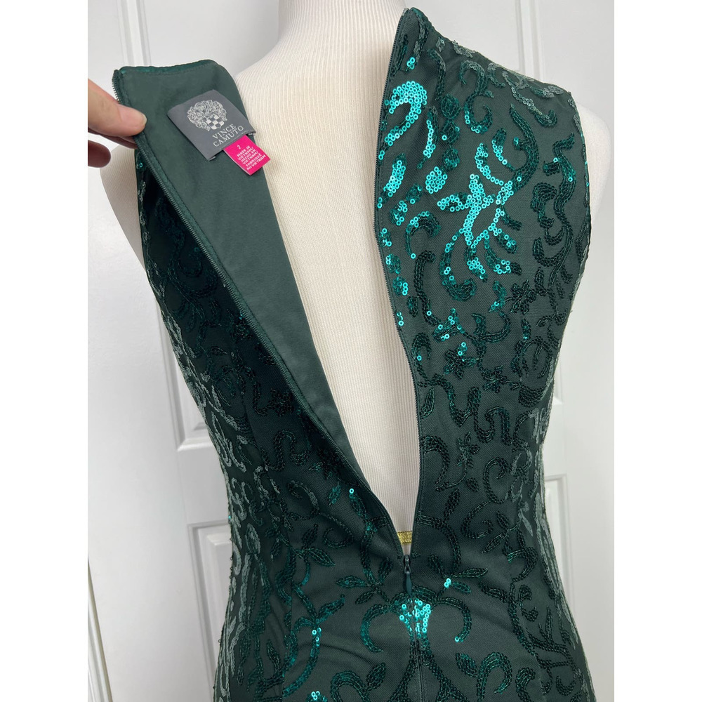 New Vince Camuto 2 Sequins Emerald Green Shift Mi… - image 5